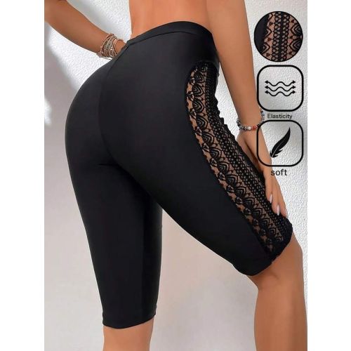 Lace Plain Tight Casual Leggings With