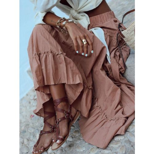 Casual Ethnic Split Joint Loose Skirt With