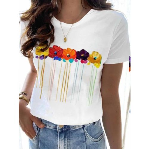 Floral Casual Crew Neck T-Shirt