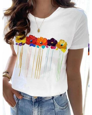 Floral Casual Crew Neck T-Shirt